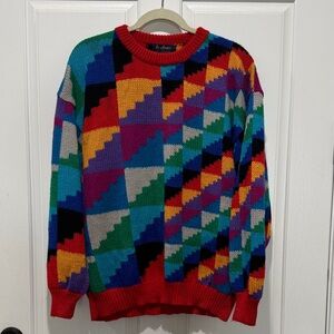Vibrant Geometric Crewneck Sweater